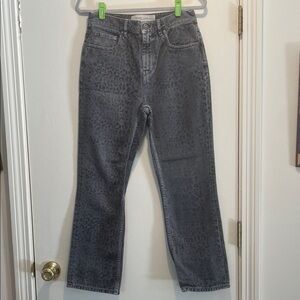 Golden Goose Black Gray Leopard Print Patterned Jeans